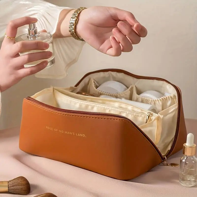 Large capacity toiletry and makeup bag for travel
