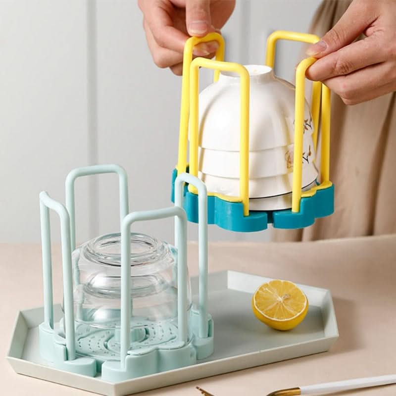 Adjustable draining rack for neatly stored bowls 