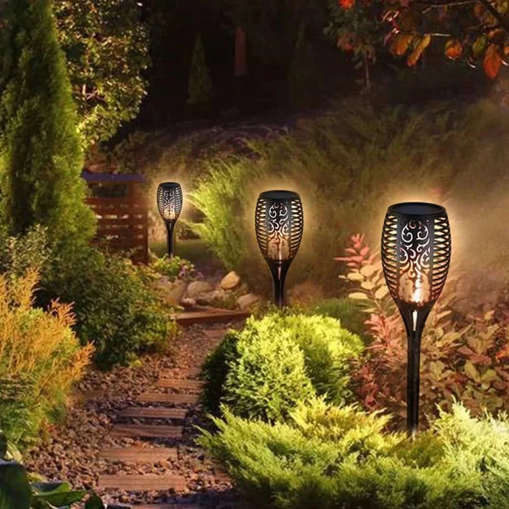 Antorcha solar LED – Llama realista sin fuego 