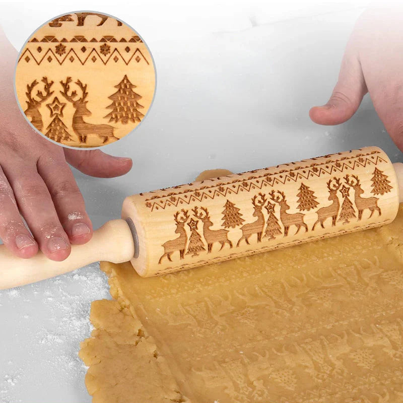 Perfect festive cookies thanks to the engraved rolling pin 